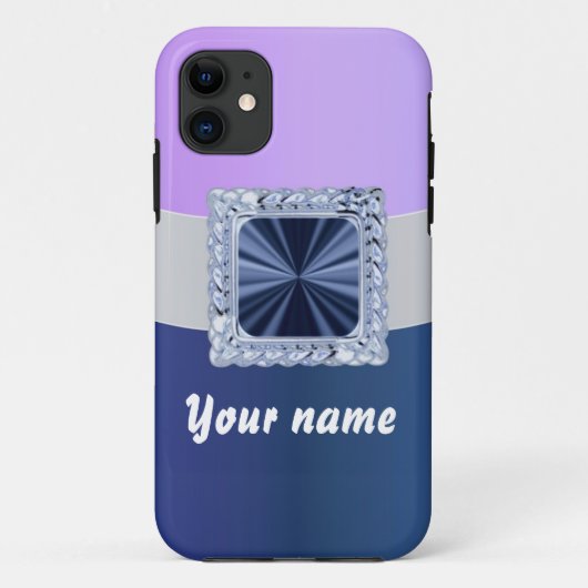 Aanpasbare tekst in blauw en blauw Case-Mate iPhone case (Achterkant)