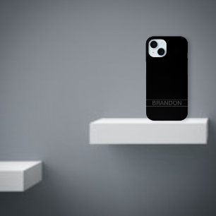 Aanpasbare tekst Krachtig modern zwart & donkerg iPhone 15 Case