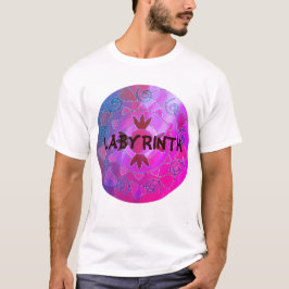 Aanpasbare tekst met labyrint, kleurrijke ronde ma t-shirt