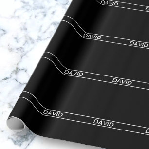 Aanpasbare tekst Stout modern zwart en wit Cadeaupapier