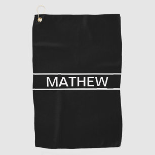 Aanpasbare tekst Stout modern zwart en wit Golfhanddoek