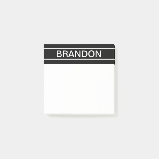 Aanpasbare tekst | Stout modern zwart en wit Post-it® Notes (Voorkant)