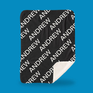 Aanpasbare tekst Stout modern zwart en wit Sherpa Deken