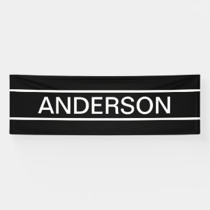 Aanpasbare tekst Stout modern zwart en wit Spandoek
