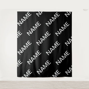Aanpasbare tekst Stout modern zwart en wit Wandkleed
