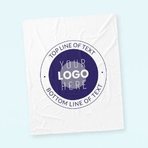 Aanpasbare tekst & uw logo donkerblauw paars fleece deken