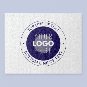Aanpasbare tekst & uw logo donkerblauw paars legpuzzel