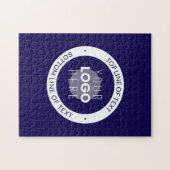 Aanpasbare tekst & uw logo | donkerblauw paars legpuzzel (Horizontaal)