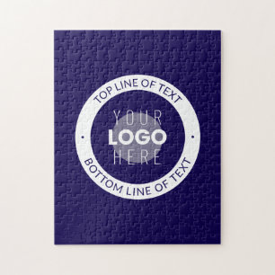 Aanpasbare tekst & uw logo   donkerblauw paars legpuzzel