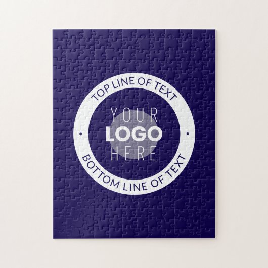 Aanpasbare tekst & uw logo | donkerblauw paars legpuzzel (Verticaal)