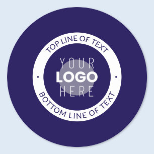 Aanpasbare tekst & uw logo donkerblauw paars ronde sticker