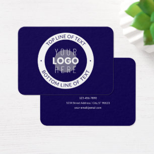 Aanpasbare tekst & uw logo donkerblauw paars visitekaartje