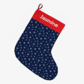 Aanpasbare tekst Zwarte Kerstsneeuwvlok Grote Kerstsok (Voorkant (Hangend))