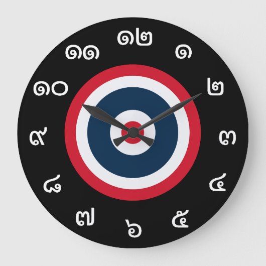 Aanpasbare Thaise cijfers vlag wandklok (Voorkant)
