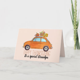 aanpasbare Thanksgiving Oranje Retro Fiat 500 Kaart