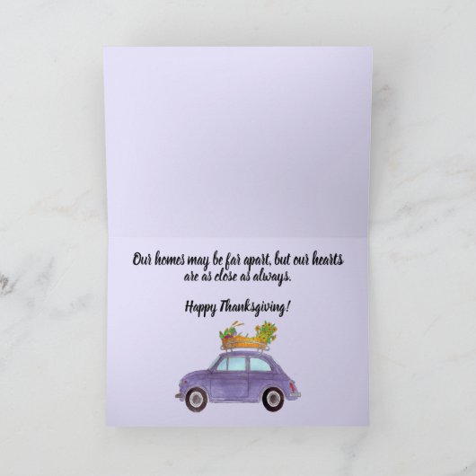 aanpasbare Thanksgiving Paarse retro Fiat 500 Kaart (Binnen)