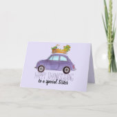 aanpasbare Thanksgiving Paarse retro Fiat 500 Kaart (Voorkant)