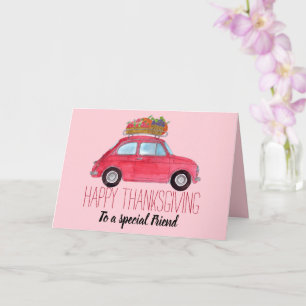 aanpasbare Thanksgiving Red Retro Fiat 500 Kaart