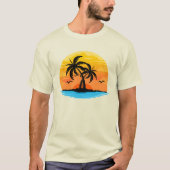 Aanpasbare tropische eilandpalmboom t-shirt (Voorkant)