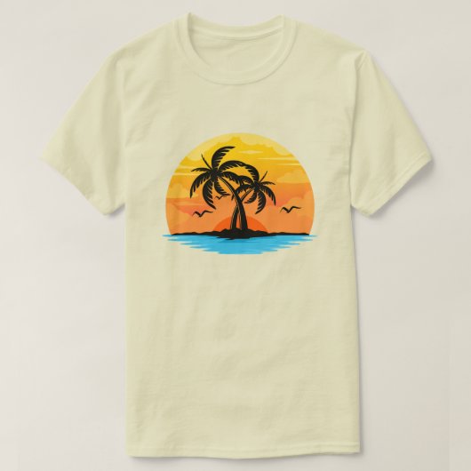 Aanpasbare tropische eilandpalmboom t-shirt (Design voorkant)