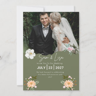 Aanpasbare Trouwkaart – Elegante Bloem P Kaart
