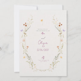 Aanpasbare Trouwkaart met wilde Bloemen Kaart