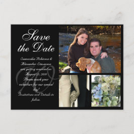 Aanpasbare Trouwkaart 'Save the Date' met 3 foto's Aankondigingskaart