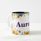 Aanpasbare twee-tonige bloemenkoffie mok (Voorkant links)