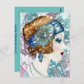 Aanpasbare uitnodigingskaart in Flapper-stijl uit  Briefkaart (Voorkant / Achterkant)