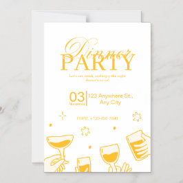 Aanpasbare uitnodigingskaart voor dinerfeest magnetische uitnodiging