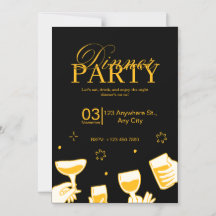 Aanpasbare uitnodigingskaart voor dinerfeest