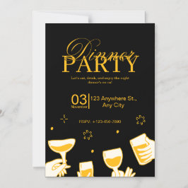 Aanpasbare uitnodigingskaart voor dinerfeest magnetische uitnodiging