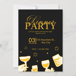 Aanpasbare uitnodigingskaart voor dinerfeest magnetische uitnodiging