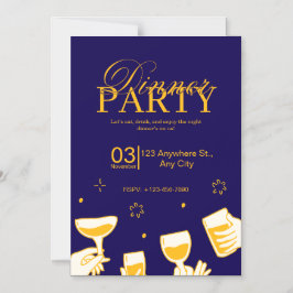 Aanpasbare uitnodigingskaart voor dinerfeest magnetische uitnodiging
