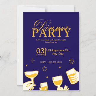 Aanpasbare uitnodigingskaart voor dinerfeest magnetische uitnodiging