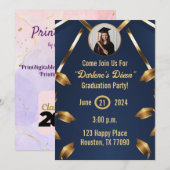 Aanpasbare uitnodigingskaarten voor eindexamenfees kaart (Voorkant / Achterkant)