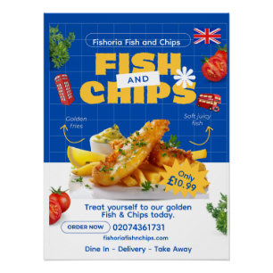Aanpasbare UK-editie Lekkere Fish N Chips-restaura Perfect Poster