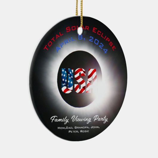aanpasbare USA Totale zonsverduistering 8 april 20 Keramisch Ornament (Rechts)