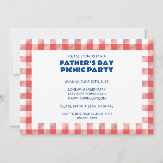 AANPASBARE VADERDAG PICNIC PARTY KAART (Voorkant)