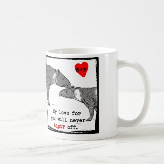 Aanpasbare Valentijn Mok met leuke tapirs grap (Rechts)