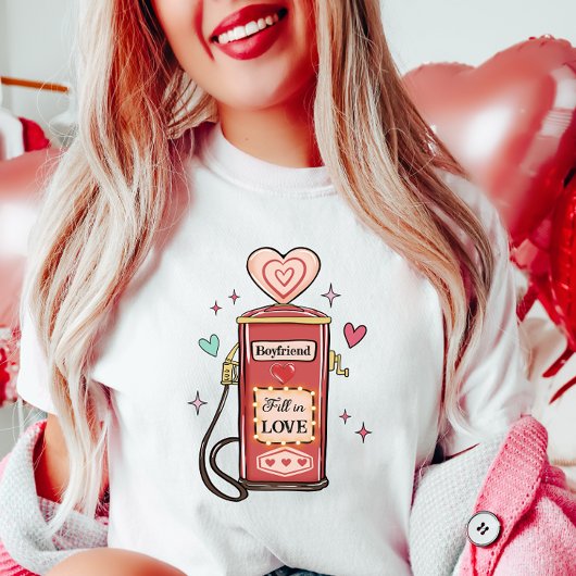 Aanpasbare Valentijn, Vul de Liefde Retro T-Shirt
