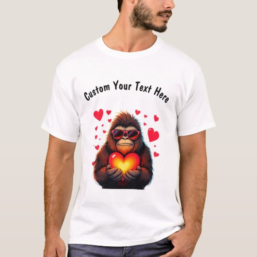 Aanpasbare Valentijn's Day met Bigfoot T-shirt (Voorkant)