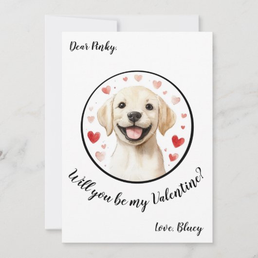 Aanpasbare Valentijnsdag kaart Labrador (Voorkant)