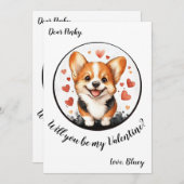 Aanpasbare Valentijnsdagkaart Corgi Feestdagenkaart (Voorkant / Achterkant)
