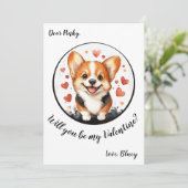 Aanpasbare Valentijnsdagkaart Corgi Feestdagenkaart (Staand voorkant)