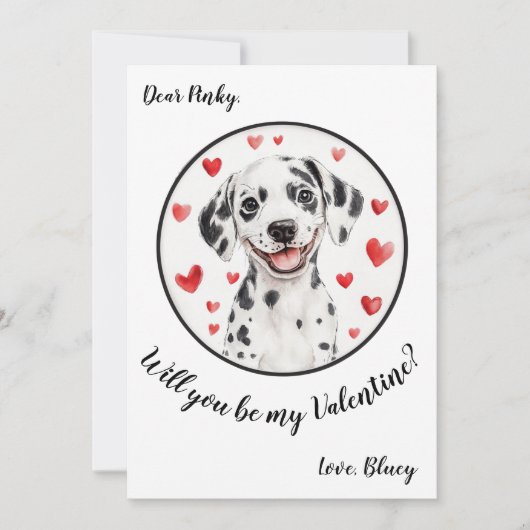 Aanpasbare Valentijnsdagkaart Dalmatiër Feestdagenkaart (Voorkant)