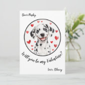 Aanpasbare Valentijnsdagkaart Dalmatiër Feestdagenkaart (Staand voorkant)
