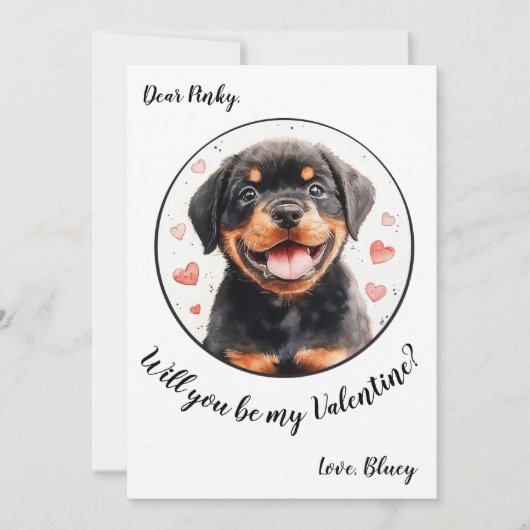 Aanpasbare Valentijnsdagkaart Rottweiler Feestdagenkaart (Voorkant)