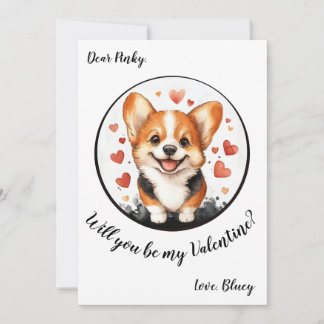 Aanpasbare Valentijnskaart Corgi Feestdagenkaart
