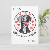 Aanpasbare Valentijnskaart Great Dane Feestdagenkaart (Staand voorkant)